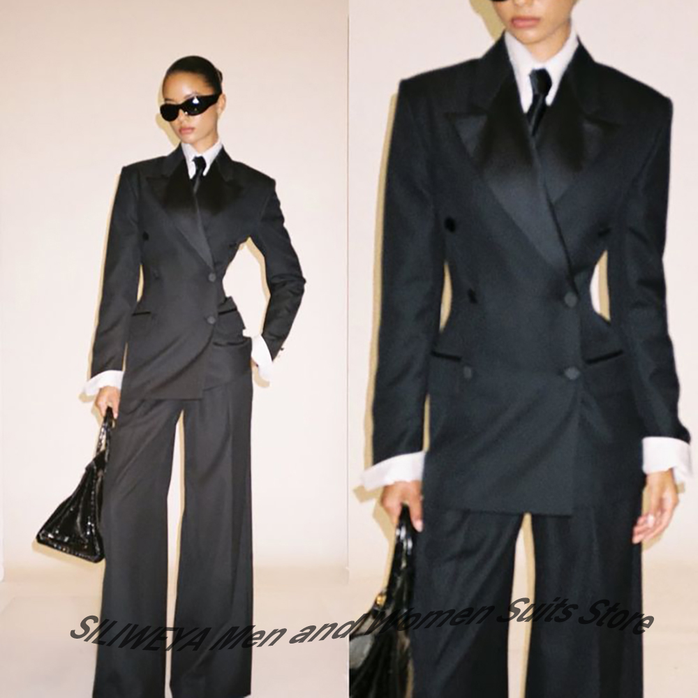 Women Formal Wear Shirts - Abito doppiopetto nero da donna professionale