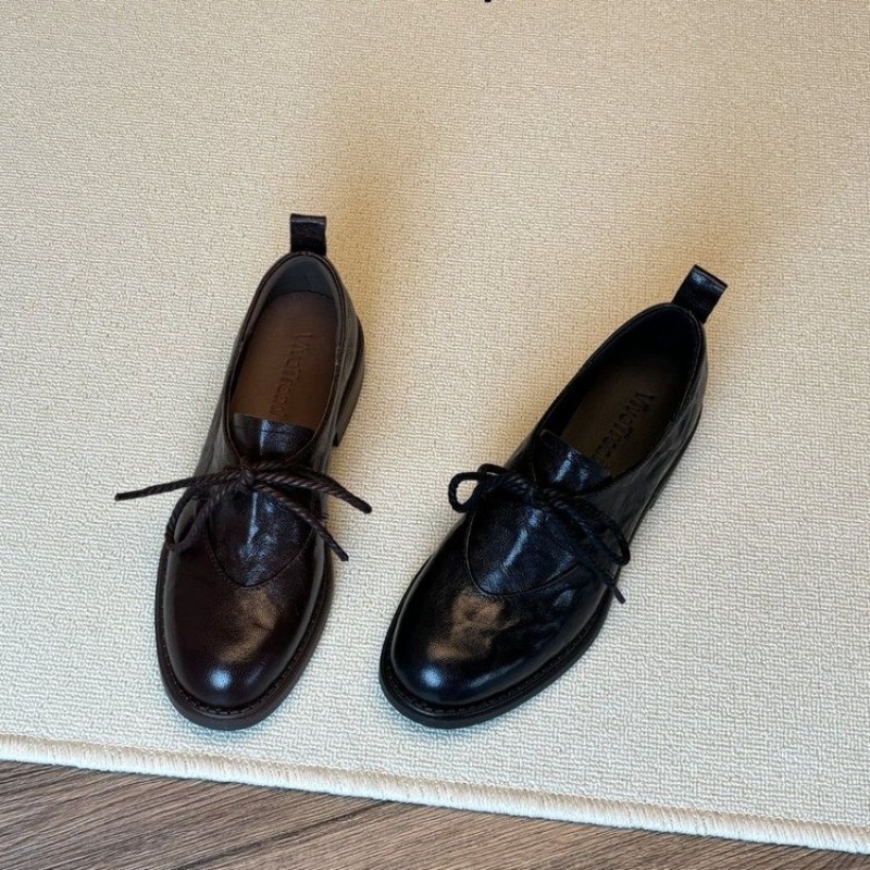 Kitten Heel Women - Mocassini Vintage Francesi con Lacci, Nuova