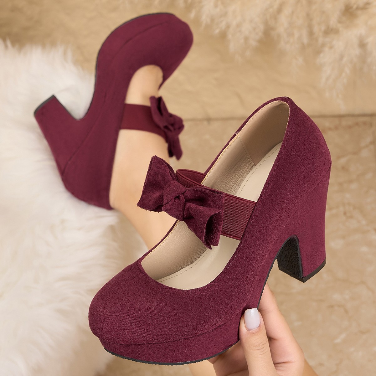 Women Formal Office Wear Shoes - Scarpe Mary Jane con fiocco di