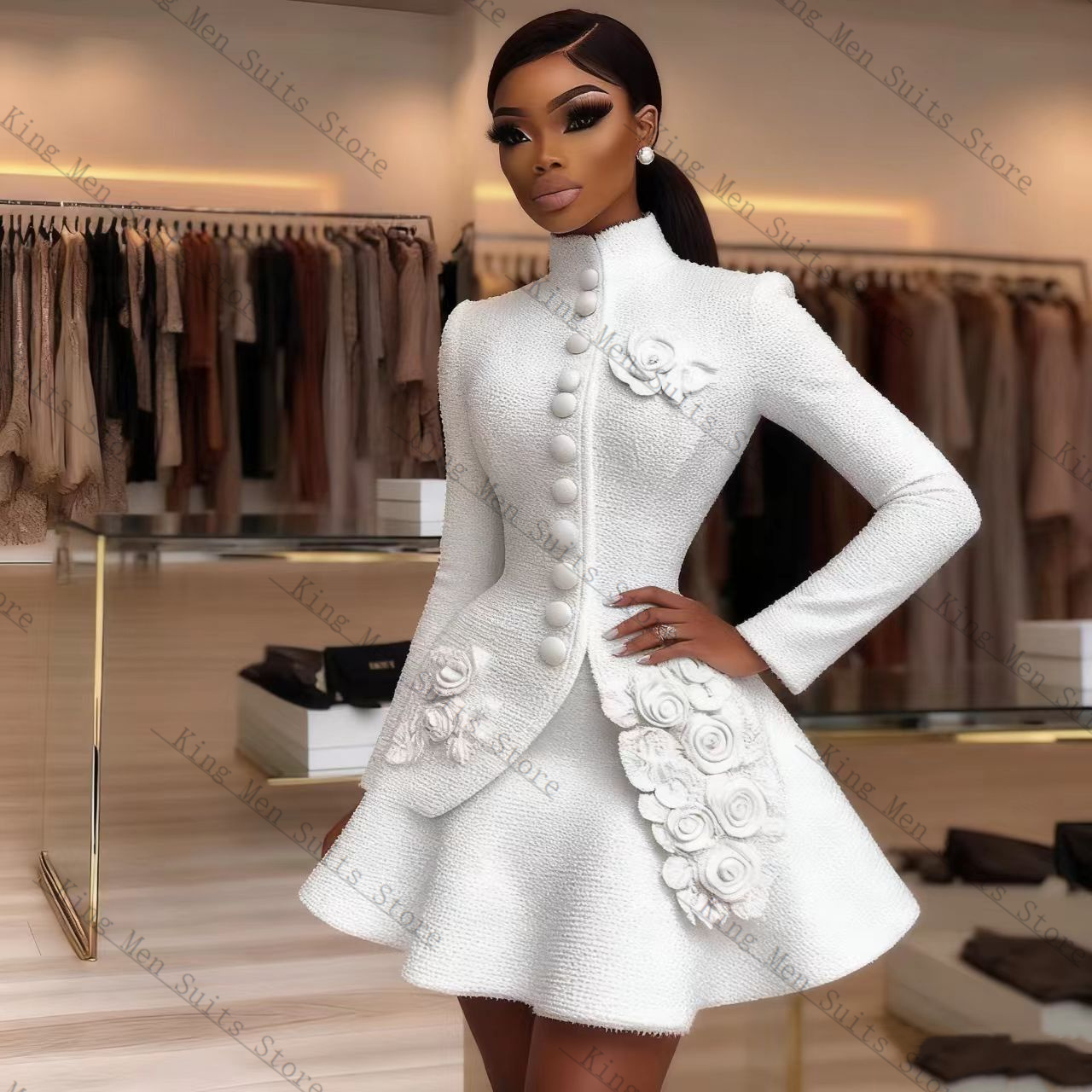 Women Formal Wear Blazer Set - Abito da donna bianco di lusso