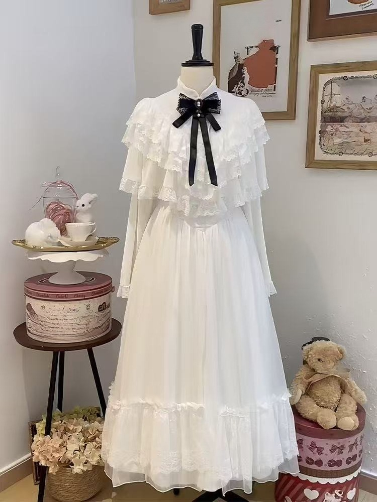 Women Formal Wear Outfits - Abito giapponese in pizzo con fiocco