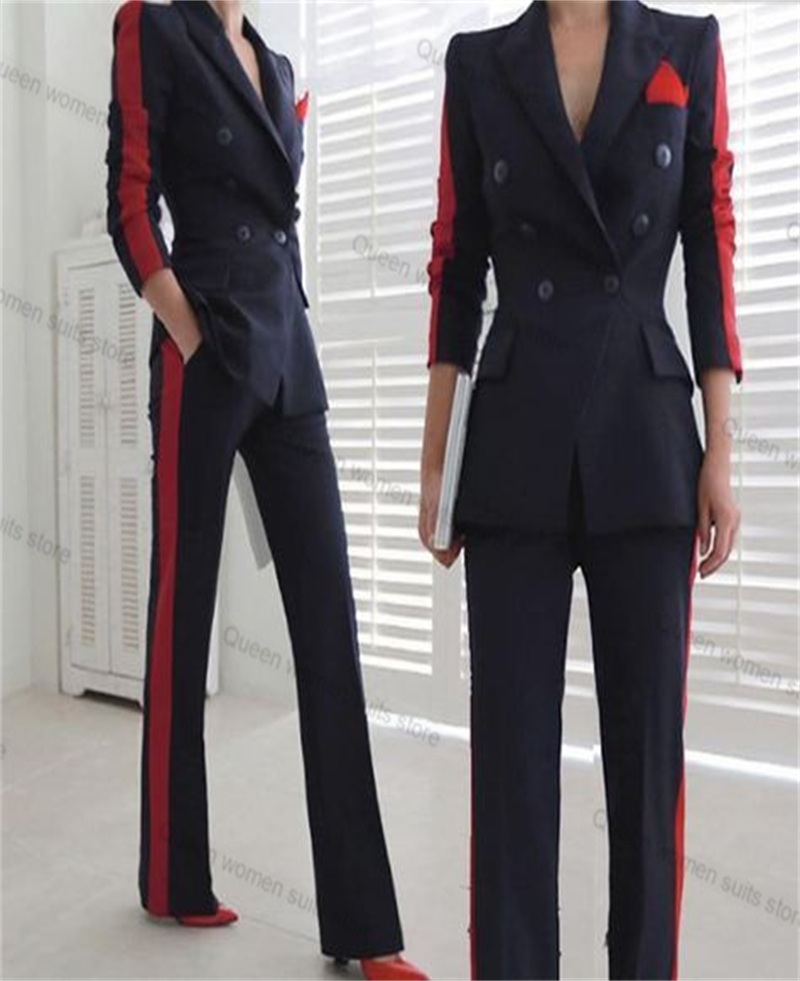 Women Formal Wear Blazer Set - Rosso Nero Autunno Vestito Delle Donne
