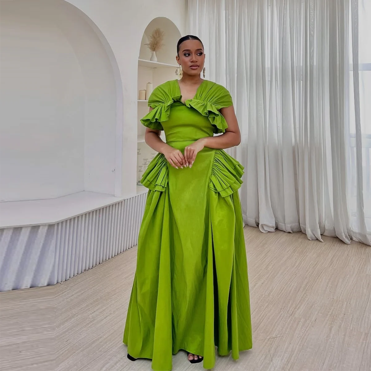 Abito da sera in raso verde Pr - Women Formal Wear For Plus Size recensione e prezzo